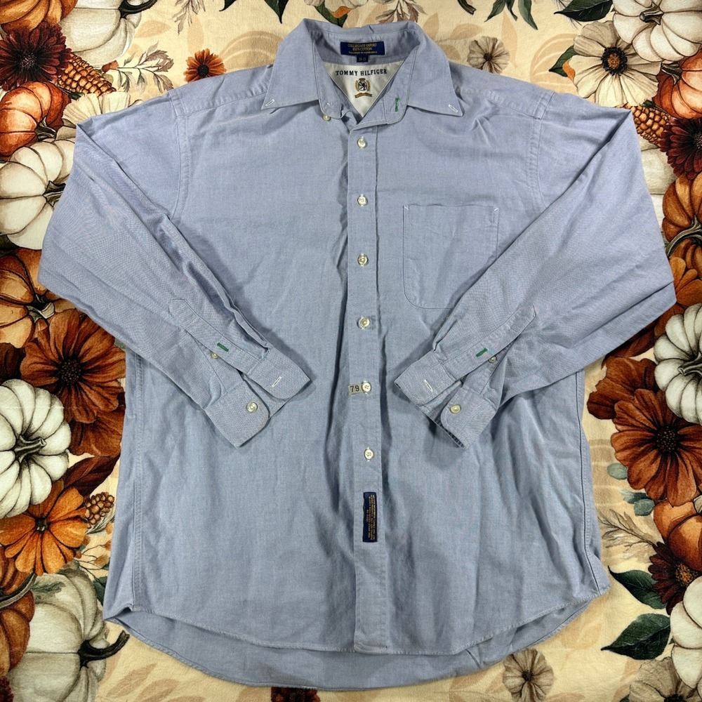 Vintage Tommy Hilfiger Mens Collegiate Oxford Crest Button Down Shirt 16-35